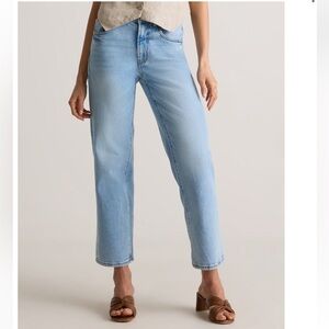 Quince Bella Stretch Cropped Straight Jeans 25 Cool Blue (Light Wash) EUC